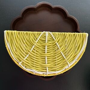 Yellow and White Woven Lemon Wedge Basket
